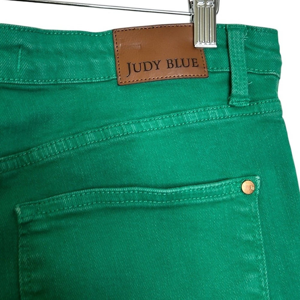 Judy Blue Kelly Green High-Waist Tummy Control Wide Leg Crop Jeans 15/32 - Picture 3 of 10